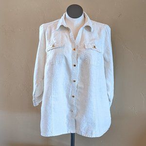 JM Collection size 1X 100% linen button down top